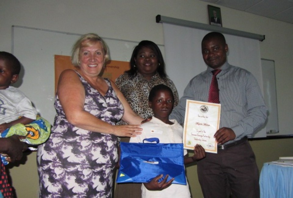 Presenting Emily With Her Scholarship Pack